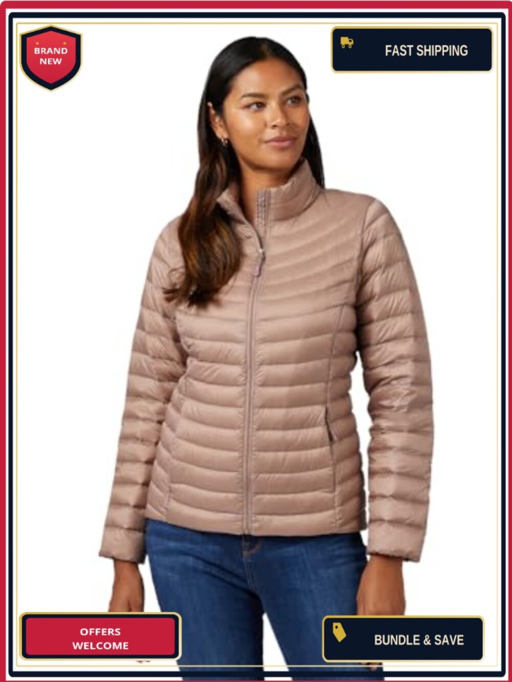 Ultra-Light Down Packable Jacket Women's Puffer with 650 Fill Power Nylon